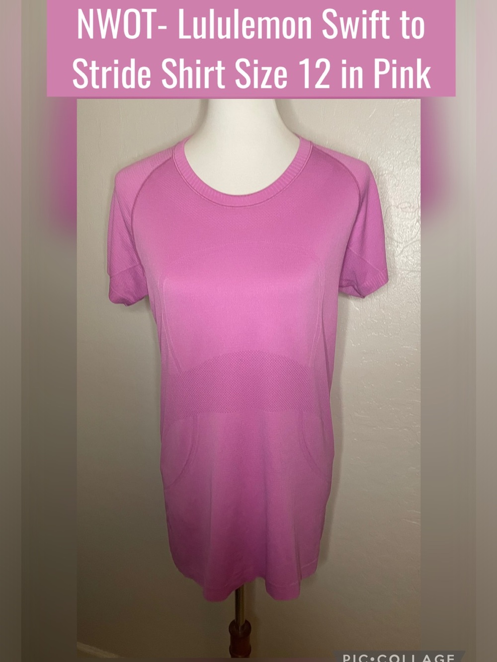 NWOT-Lululemon Swift Stride ShortSleeve Shirt Size 12 in Pink